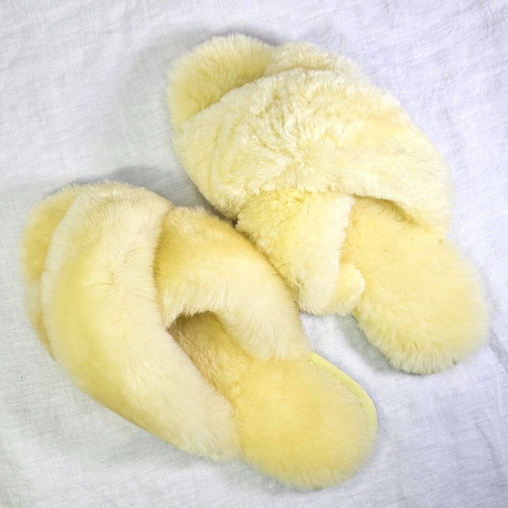 EMU Australia Mayberry Sheepskin Slippers Cross Strap Slide Yellow Size 9